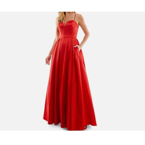 B. Darlin Women’s Juniors Boned Corset Pleated Evening Dress Size 5/6 Red New - Picture 1 of 2